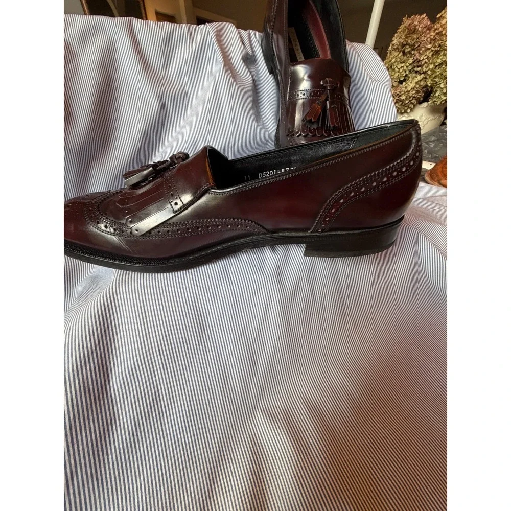 Florsheim Mens Burgundy Leather Tassel Kiltie Wingtip Loafers D520148739 07 11